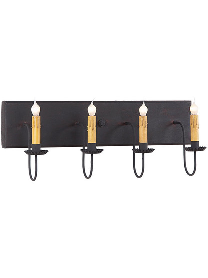 Four Arm Vanity Light Wall Sconce in Black Over Red Color.